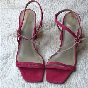 Sam Edelman Pink Suede Strappy Block Heel Sandals
